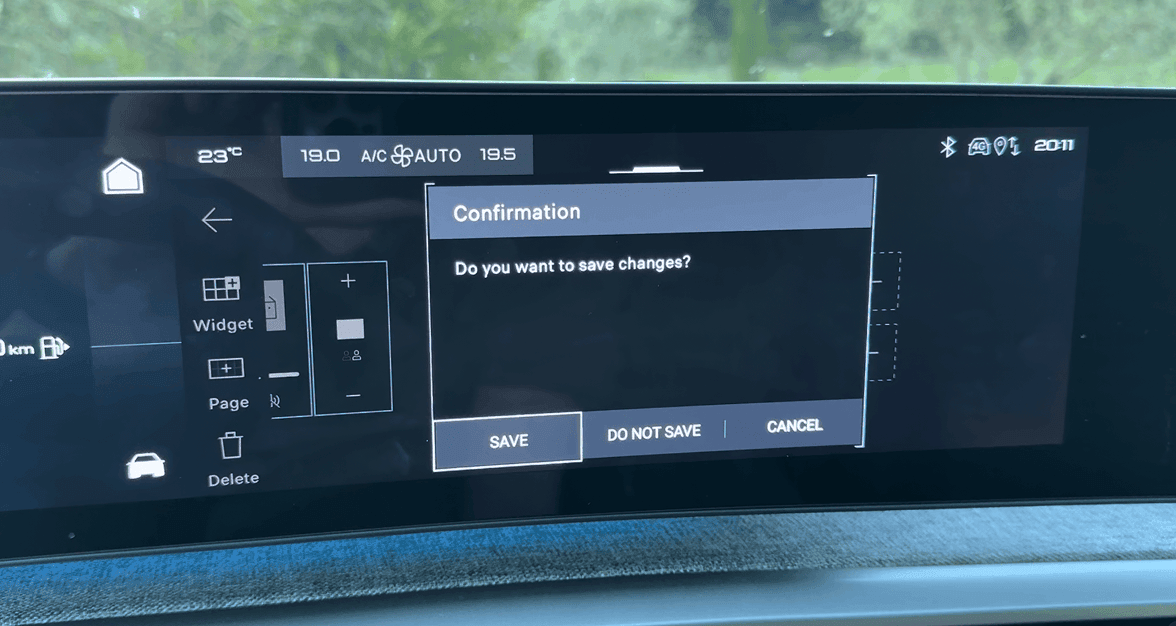 The popup for saving the configuration