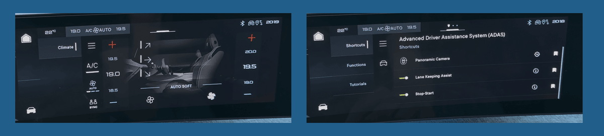 Many apps, like Climate (left) and Car (right), use the same template